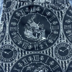 Black & White Gothic Steampunk Alice in Wonderland Sketch Clock Rabbit Leggings